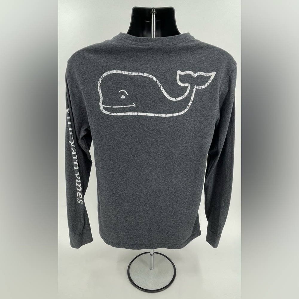 Vineyard Vines Big Whale‎ Logo Long Sleeve Pocket T-Shirt Heather Grey Men’s S